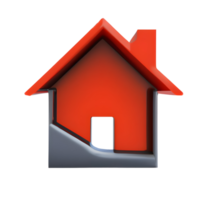 3d red home icon. Generative AI. png