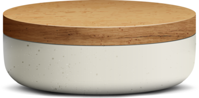 pódio de pedestal de cilindro 3d realista branco e madeira para exibição de produtos de show de estande. png