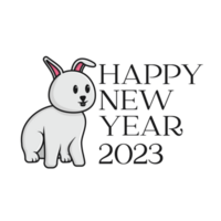 Creative concept of 2023 Happy New Chinese Year design. Creative Rabbit logo and text 2023. Holiday object icon concept. Happy new year, year of the rabbit design. png