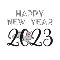 concept créatif de conception de bonne année chinoise 2023. logo et texte de lapin créatif 2023. concept d'icône d'objet de vacances. bonne année, année du design du lapin. png