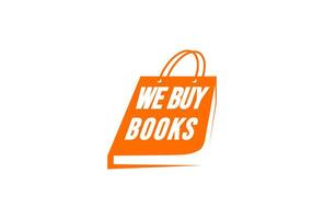 compramos el logotipo de libros en color naranja, perfecto para negocios de empresa, marketing, tienda en línea, tienda vector