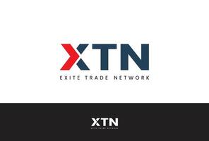 xtn logo wordmark minimalista con flecha roja, perfecto con logo comercial, financiero, red, automotriz vector