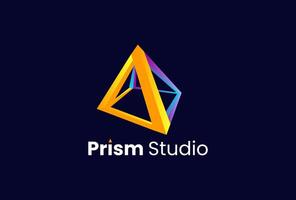 prism studio logo with 3D  prism icon minimalist style tech, perfect with logo business, agency pay vector