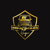 logotipo de mini vagón escudo de oro de estilo automotriz, perfecto con el negocio del logotipo, agencia automotriz, coche vector