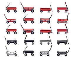 Red Wagon Illustrations Clip Art Hugh Collection Design, With White Background, Creative 3D Illustration Vector Design With Free Concept