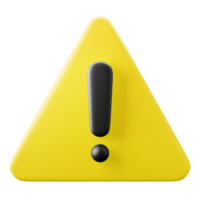 yellow warning caution dangerous symbol user interface theme 3d icon render illustration isolated png