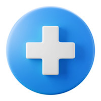 blue circle and white plus add new create symbol user interface theme 3d icon rendering illustration isolated png