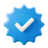 blu dai un'occhiata marchio verificata profilo account sociale media simbolo utente interfaccia tema 3d icona rendere illustrazione isolato png