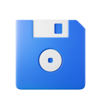 Blaue Vintage-Diskette Daten speichern auf Speichersymbol Benutzeroberfläche Thema 3D-Illustration Rendersymbol isoliert png