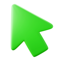 verde flecha redondeada puntero del cursor del ratón símbolo interfaz de usuario tema 3d render icono ilustración aislado png