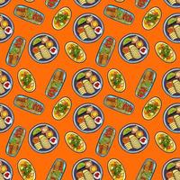 Cute seamless pattern with mexican food in cartoon style. vector