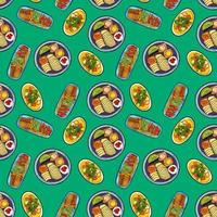 Cute seamless pattern with mexican food in cartoon style. vector
