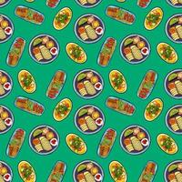 Cute seamless pattern with mexican food in cartoon style. vector