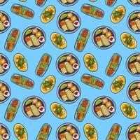 lindo patrón sin costuras con comida mexicana en estilo de dibujos animados. vector