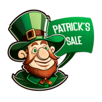 A leprechaun with a red beard in a green suit in cartoon style png