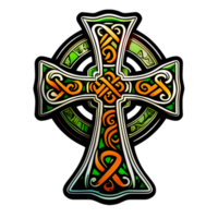 cruz celta con pegatina de adorno de estilo de dibujos animados png