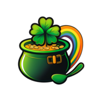 grön pott med guld, en symbol av st. Patricks dag klistermärke png