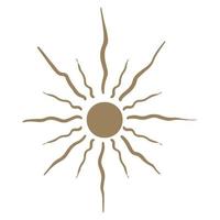 Abstract golden hand drawn sun in boho style. Celestial body, isoteric star, zodiac signs. vector