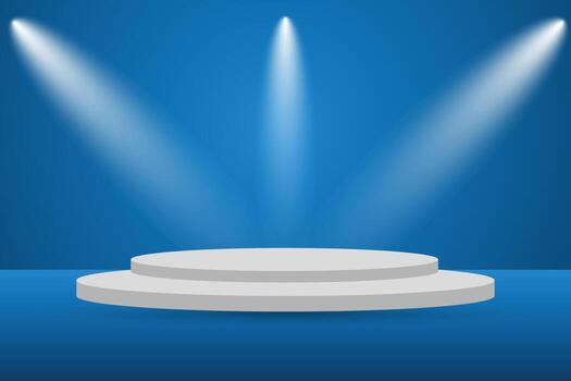 Blue Gradient Realistic 3d podium background vector design.