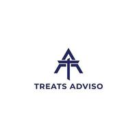 Abstract initial letter TA or AT logo in blue color isolated in white background applied for business and consulting company logo also suitable for the brands or companies have initial name AT or TA. vector