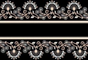 Seamless floral border on black background vector