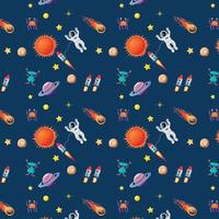 Seamless pattern with Space. Spaceship element with Vector illustration.