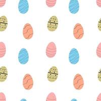 Seamless vector pattern with decorative eggs on a white background. Easter endless ornament.