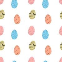 Seamless vector pattern with decorative eggs on a white background. Easter endless ornament.