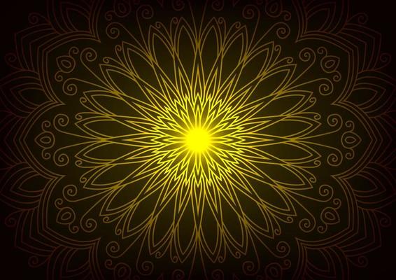 Yellow light mandala flower modern design geometry background