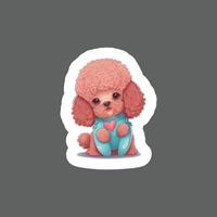 Sticker of Poodle and red valentine heart vector