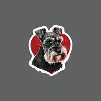 Sticker of schnauzer dog in valentines day vector