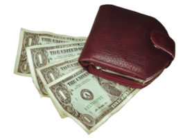 leather wallet with dollar bills png