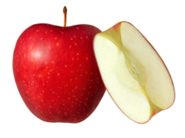 red apple with a slice of fruit png