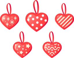 Set of red hearts png