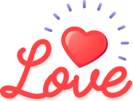 Love text with heart png