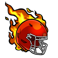 american football red helmet on fire png