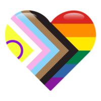 Heart shape symbol of new progress pride flag isolated on trasparent background png