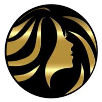 hår salong logotyp guld med svart bakgrund png