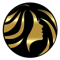 logo de peluquería dorado con fondo negro png