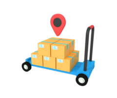 3d illustration of a package on a trolley png