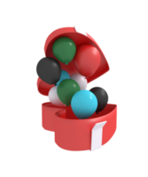 3D-Darstellung eines Ballon-Überraschungsgeschenks png