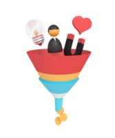 3d illustration of a marketing funnel png