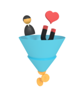 3d illustration of a marketing funnel png