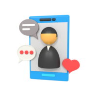 3d illustration of a love chat on the phone png