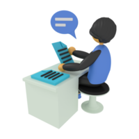 3d illustration of a man working at a desk png