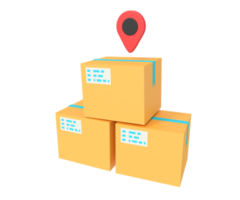 Ilustración 3d de la ubicación del paquete de entrega png