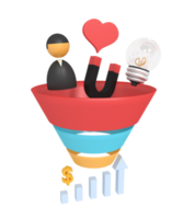 3d illustration d'un entonnoir marketing png