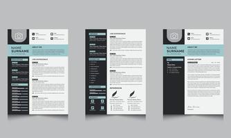 plantilla de cv de currículum moderno y plantilla de vector de diseño de carta de presentación para solicitudes de empleo