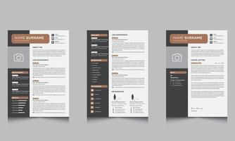 Resume Layout Set with Blue Elements Modern  Cv Template and Cover Letter Layout Vector