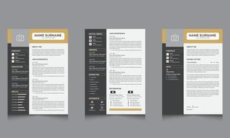 Clean and Professional Resume Resume Layout with Black Sidebar Cv Template Set vector